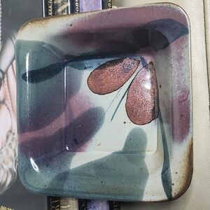 John Freimarck Studio Art Pottery Bowl W/ Butterfly Floral Design